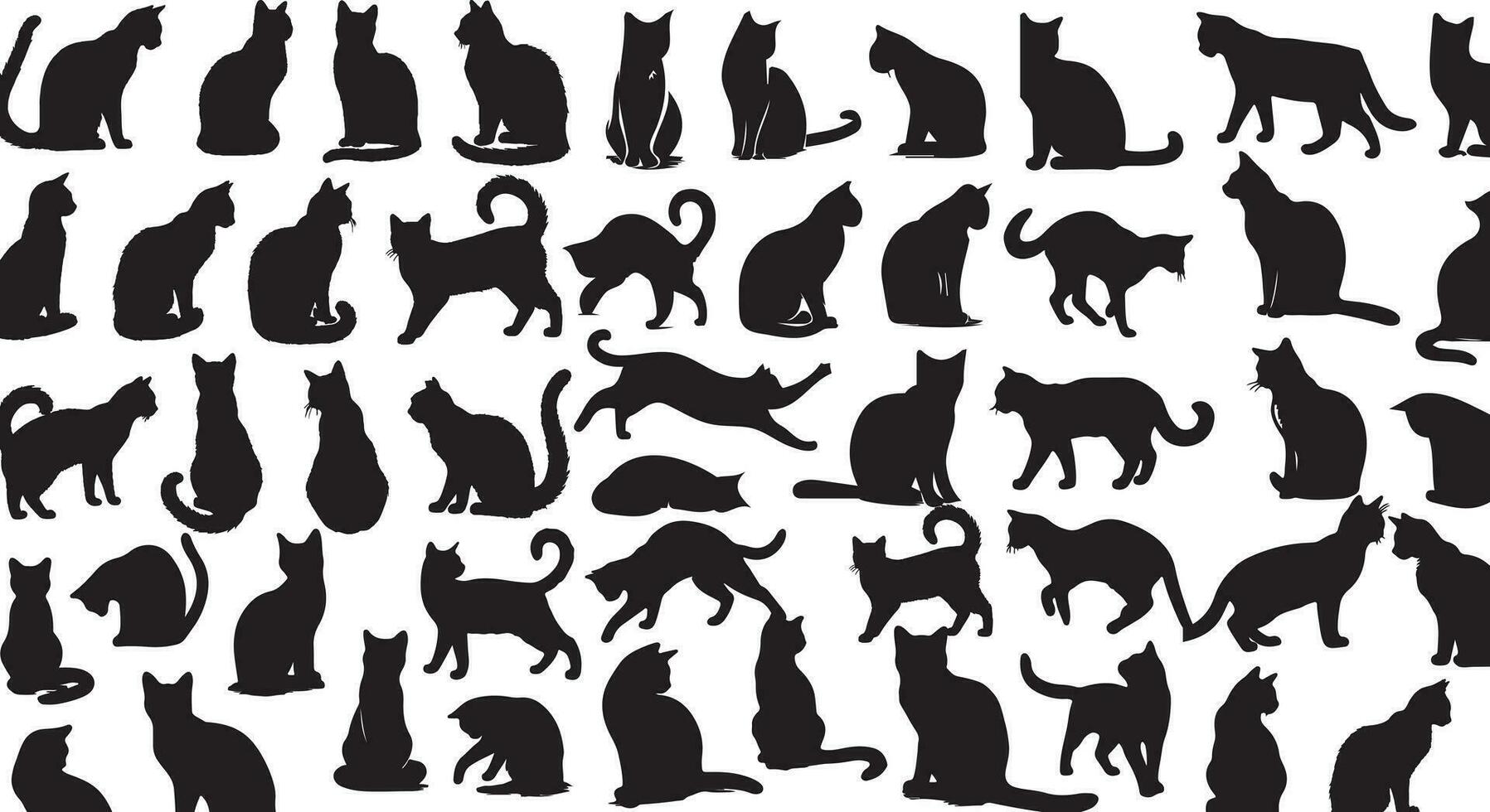 Cats silhouette Set, Cats collection vector