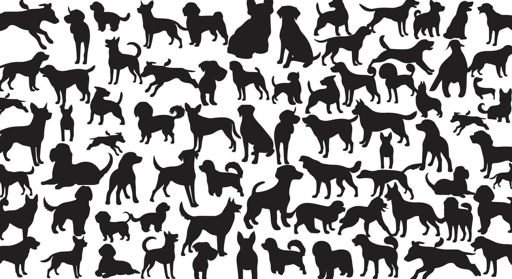 perro razas vector silueta conjunto negro