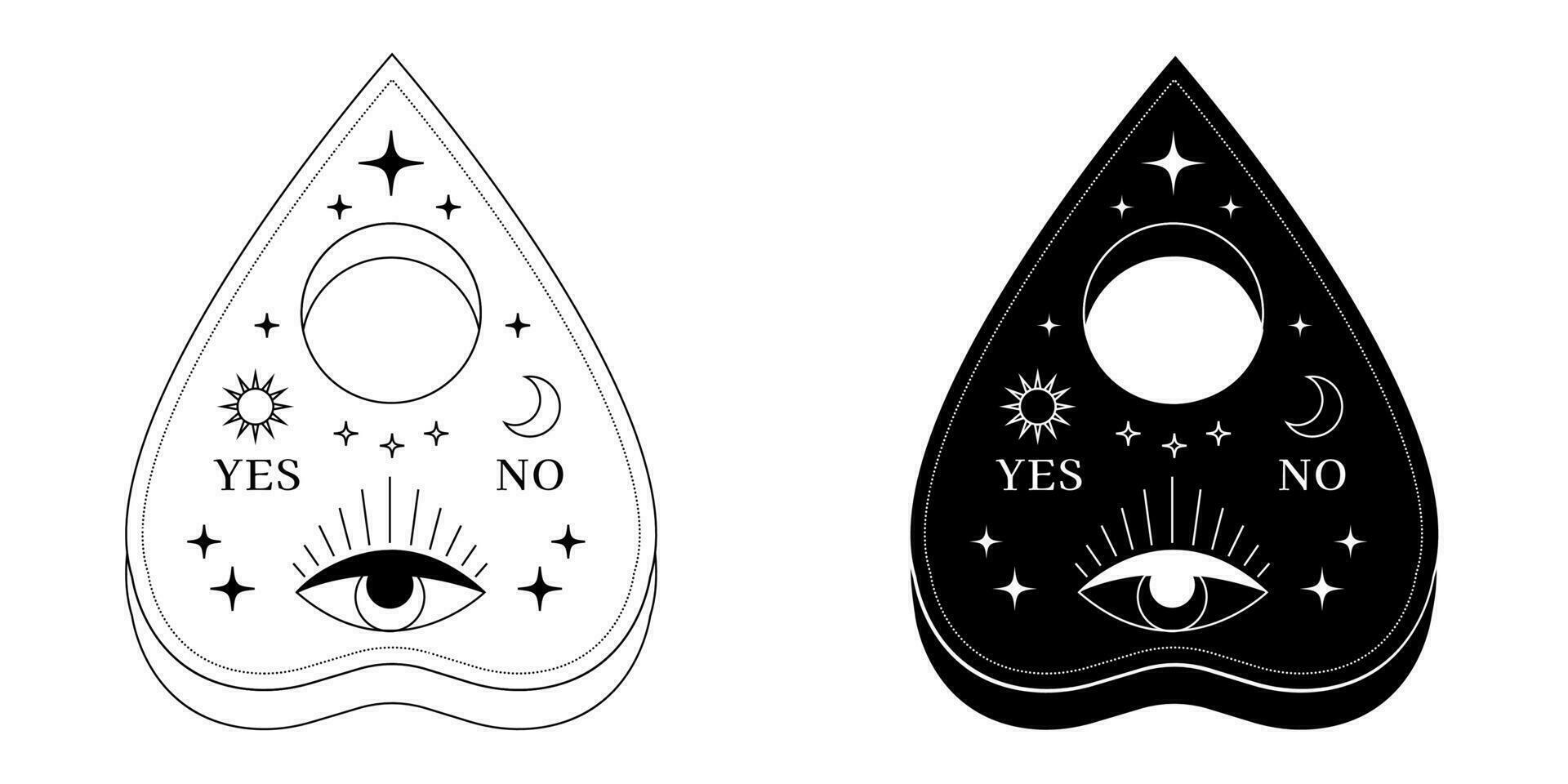 tabla de espiritismo planchette con ojo de providencia. vector ilustración.