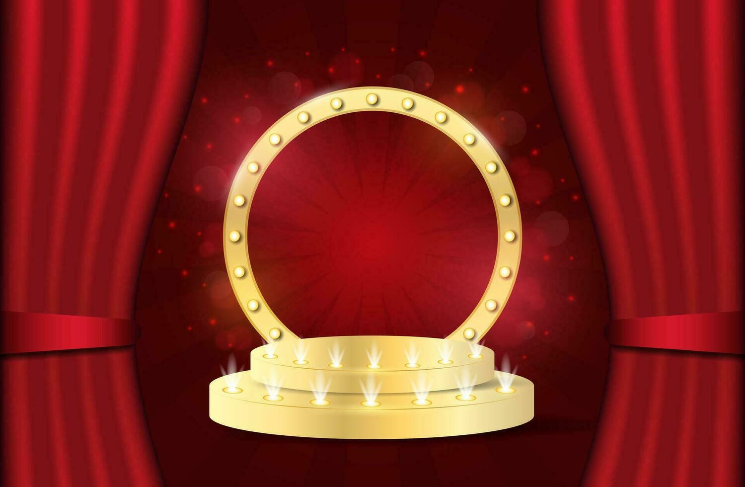 Podium. 3d retro podium for show, award, theatre, circus, cinema. Scene, pedestal, stage, studio or room. vector
