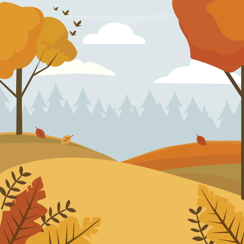 Autumn illustration vector landscape background