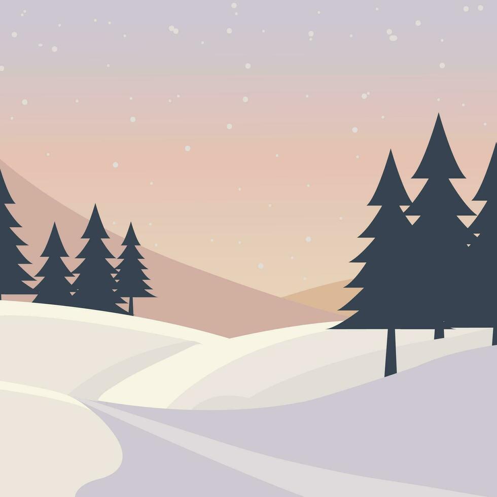 winter illustration mountain background with snow vector