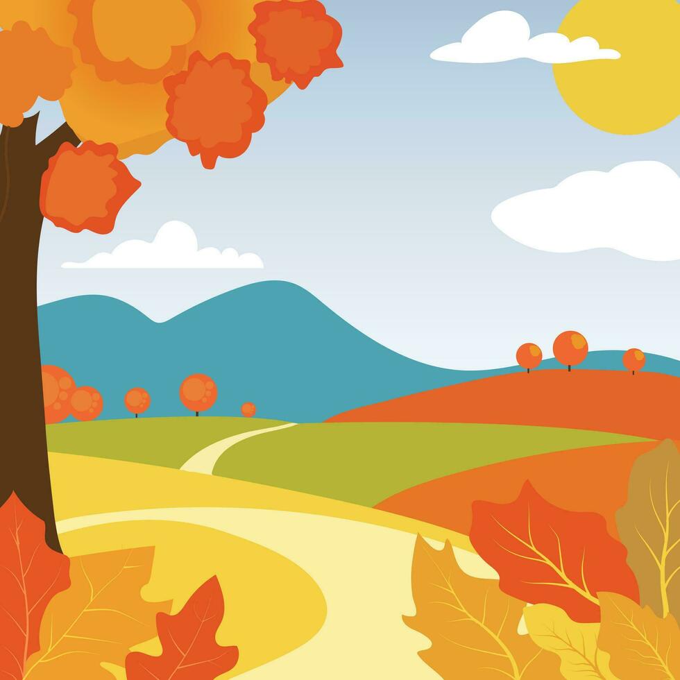 Autumn illustration vector landscape background