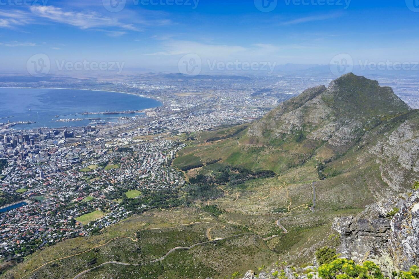 View of Cape Town from top of Table Mountain, South Africa photo