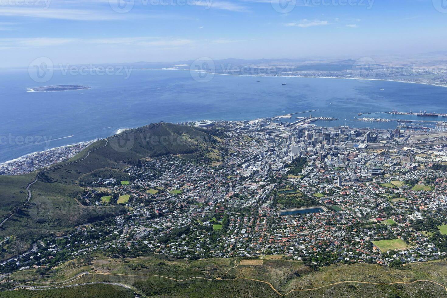 View of Cape Town from top of Table Mountain, South Africa photo