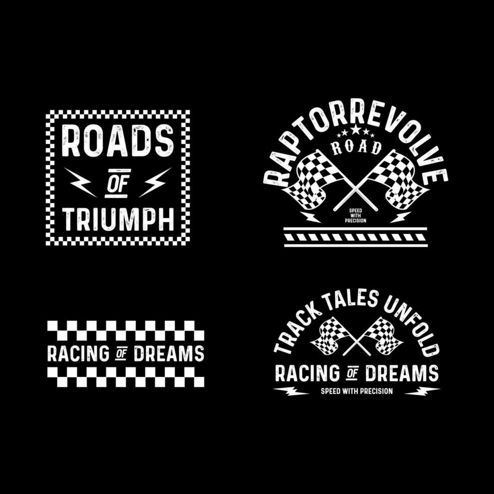 Motorcycle racing badges club emblems tshirt design Retro Racing Typography Graphics vector