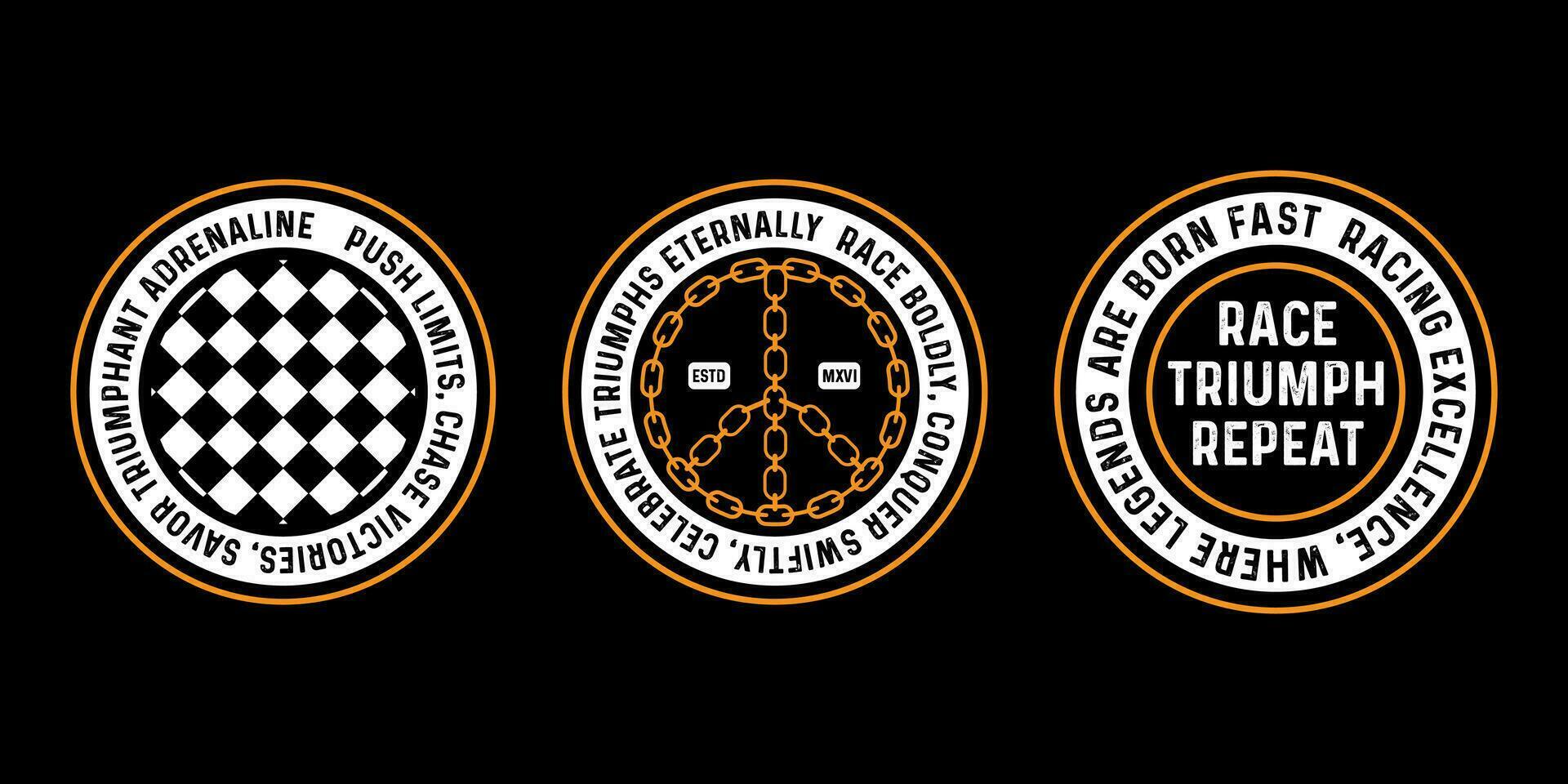 Motorcycle racing badges club emblems tshirt design Retro Racing Typography Graphics vector