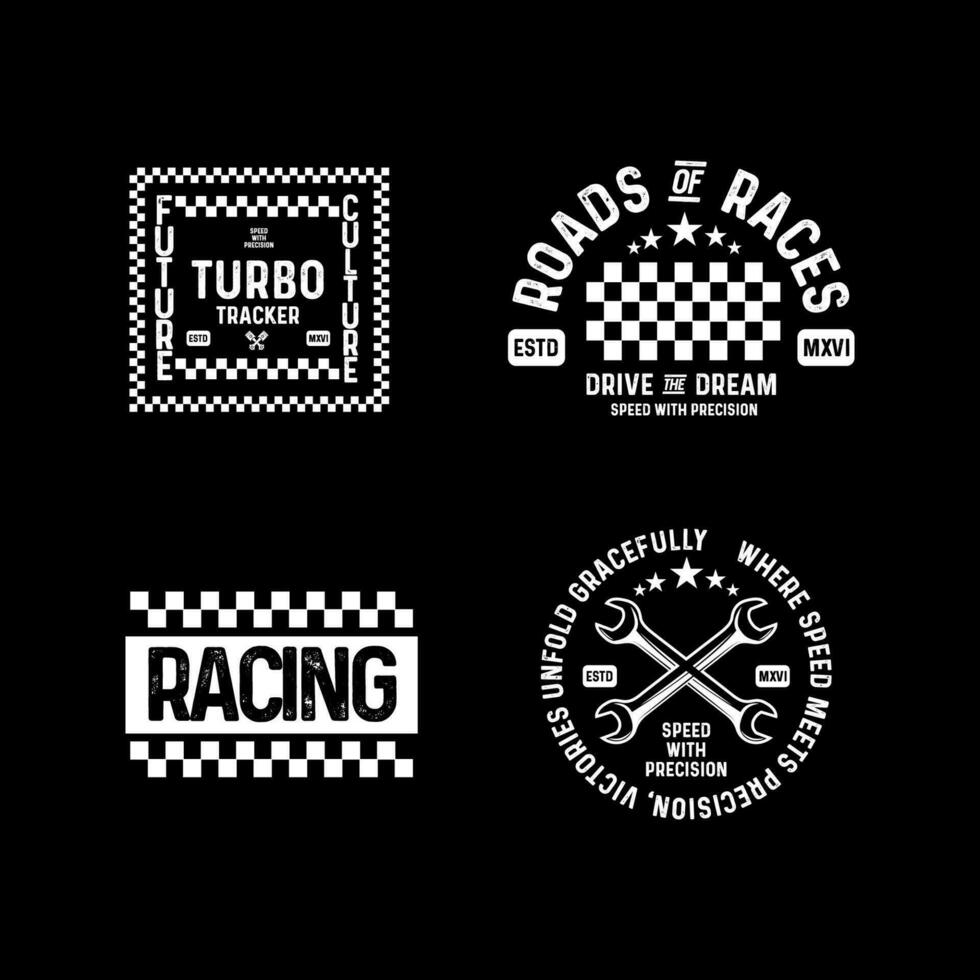 Motorcycle racing badges club emblems tshirt design Retro Racing Typography Graphics vector