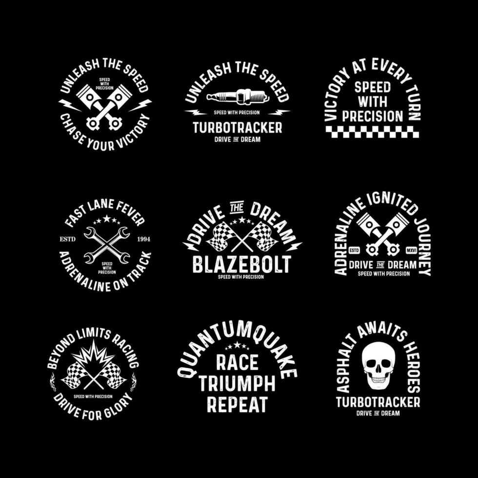 Motorcycle racing badges club emblems tshirt design Retro Racing Typography Graphics vector