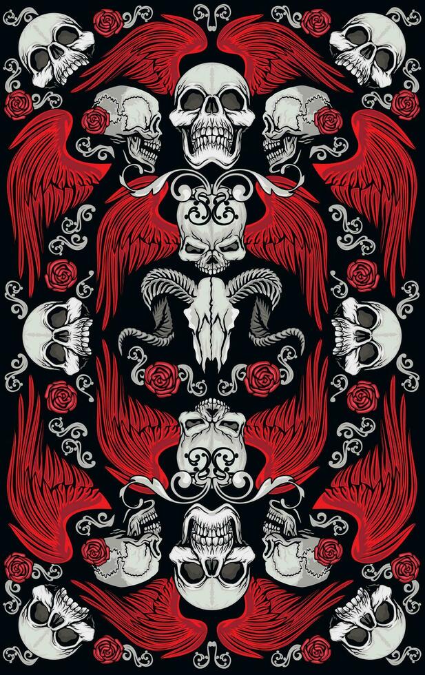 Gothic texture with skull vector