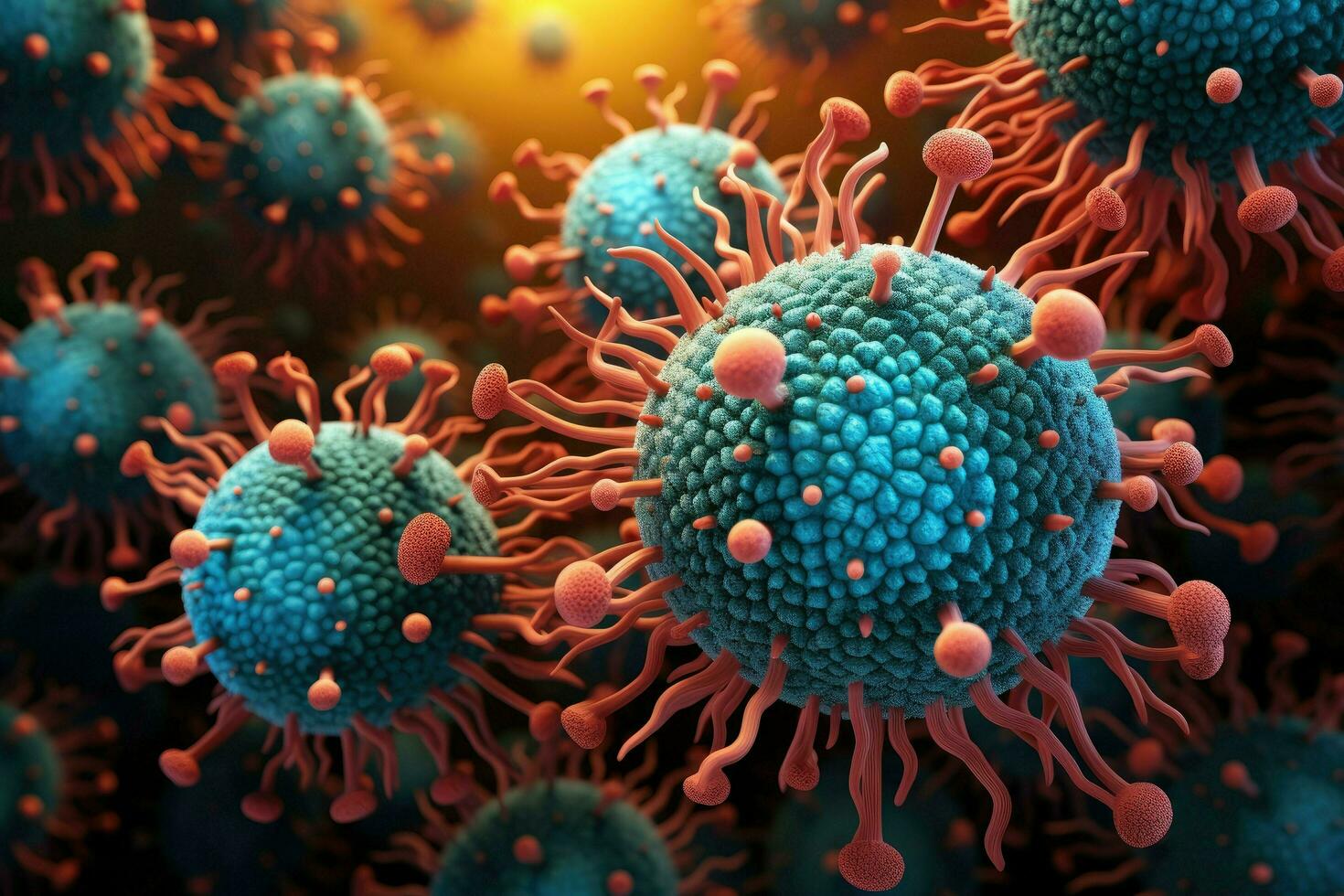 AI generated Various cell 3D illustration a 3D microscope view Ai generated photo