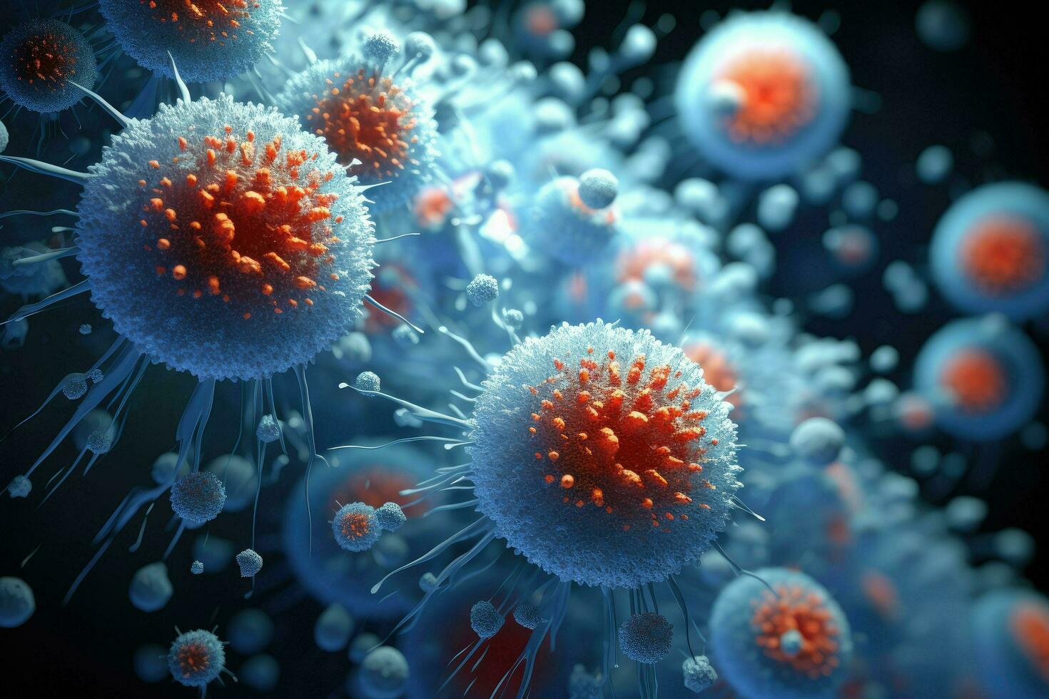 AI generated Various cell 3D illustration a 3D microscope view Ai generated photo