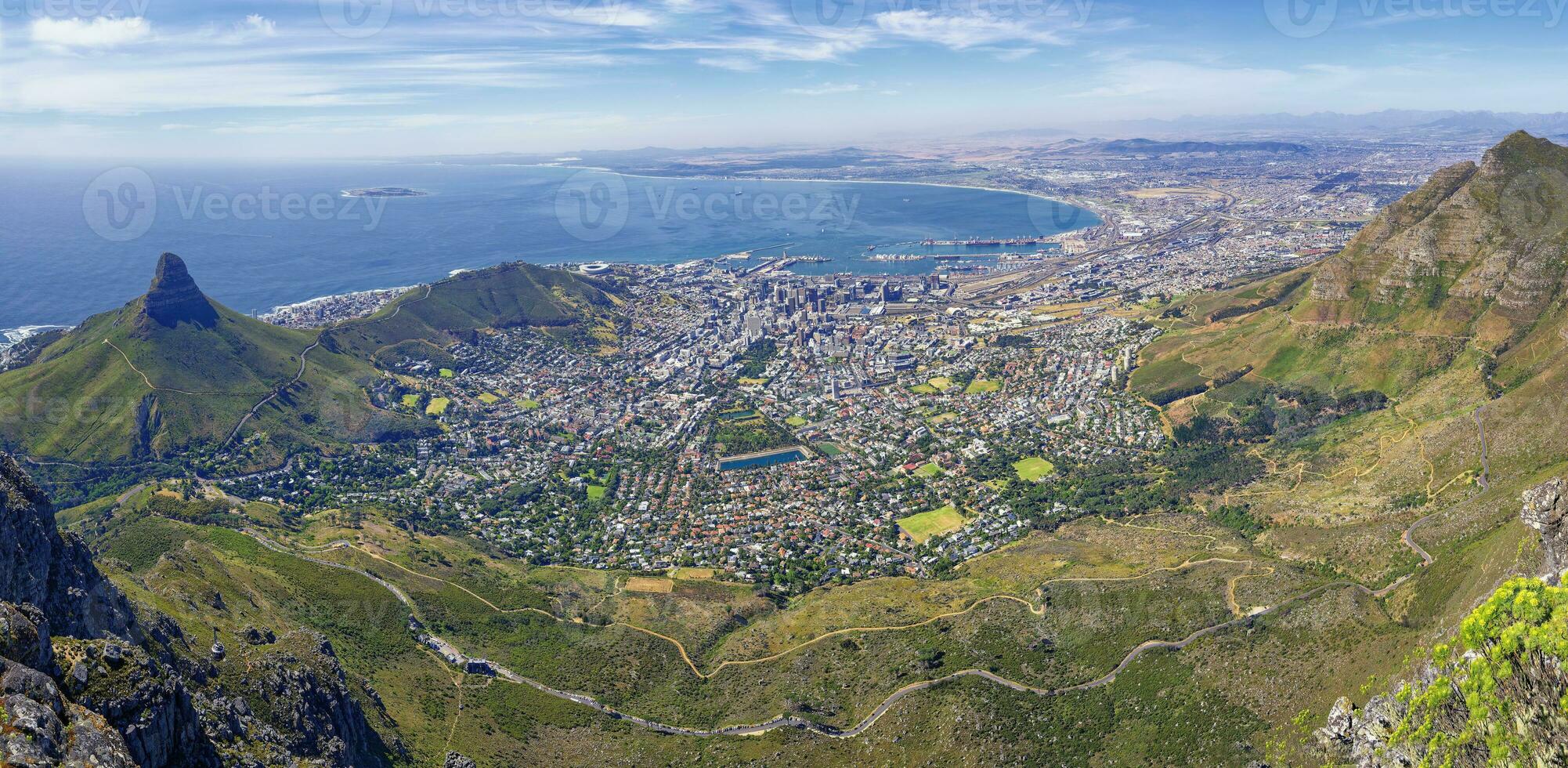 View of Cape Town from top of Table Mountain, South Africa photo