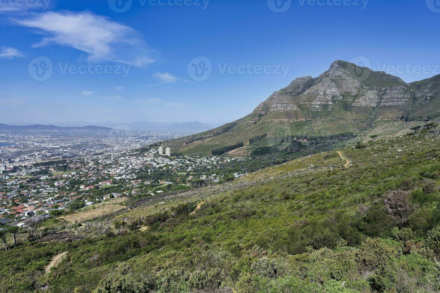 View of Cape Town from top of Table Mountain, South Africa photo