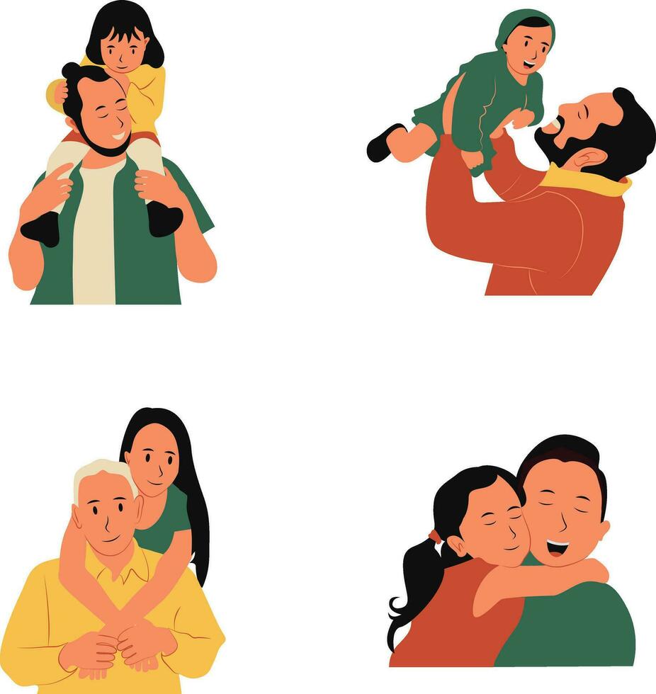 Happy Father's Day Illustration Collection. With Flat Cartoon Design Concept. Vector Icon.