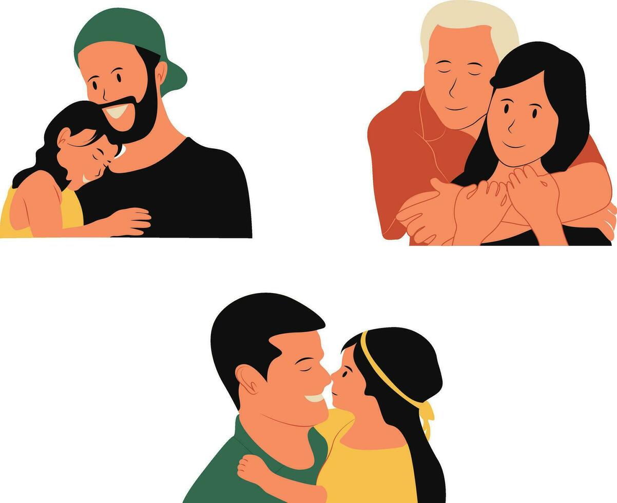 Happy Father's Day Illustration Collection. With Flat Cartoon Design Concept. Vector Icon.