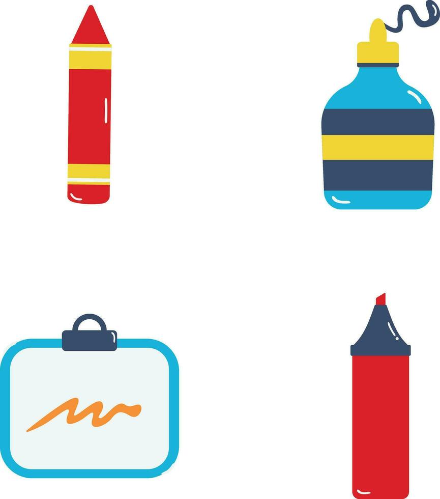 Set of Art Supplies Illustration. With Flat Cartoon Design. Isolated Vector Icon.