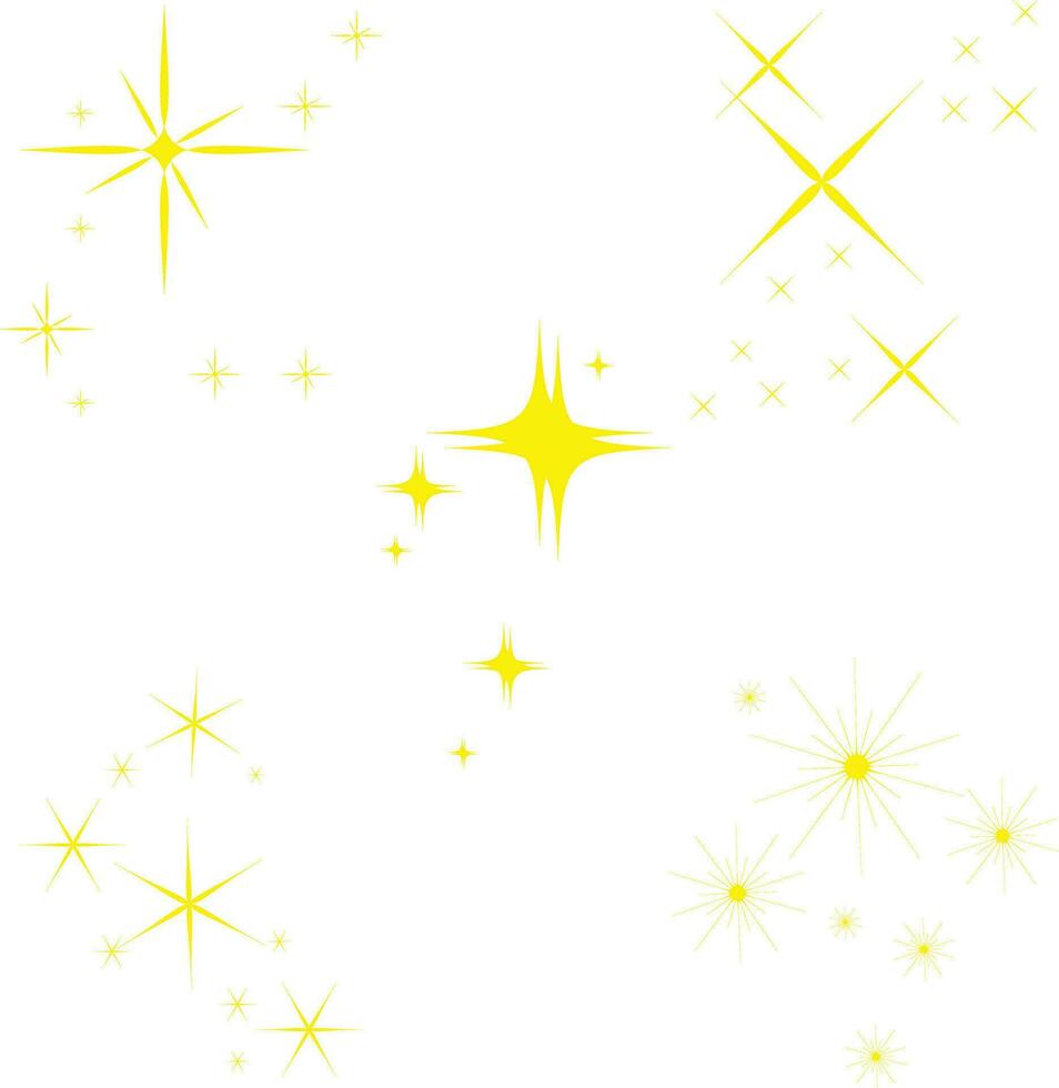 Yellow Sparkle Star With Simple Decoration. Vector Illustration Collection.
