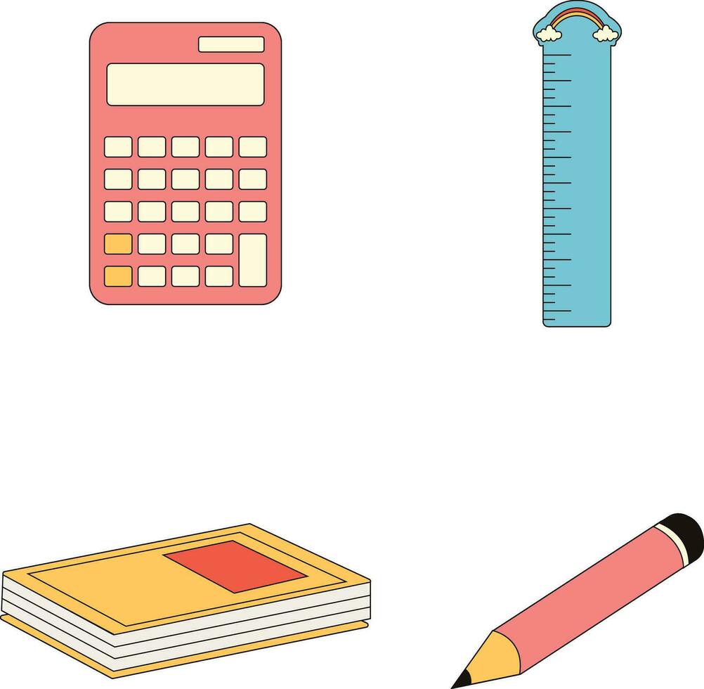 Set of Primary School Equipment Illustration. With Cartoon Design. Isolated Vector Icon.