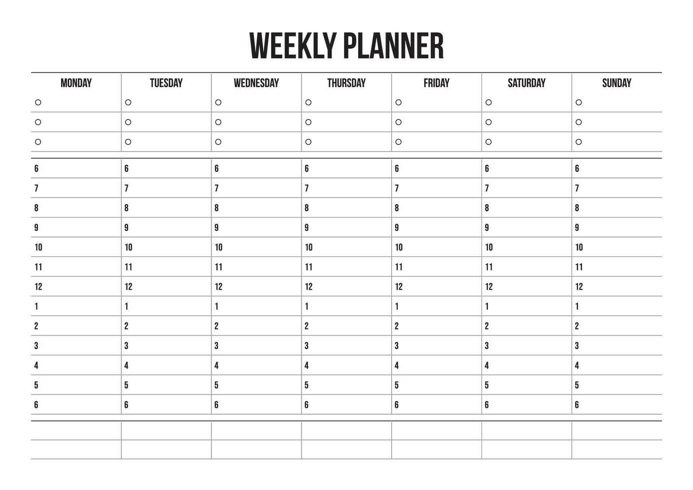 Weekly Schedule Planner Printable Sunday start 35924890 Vector Art at Vecteezy