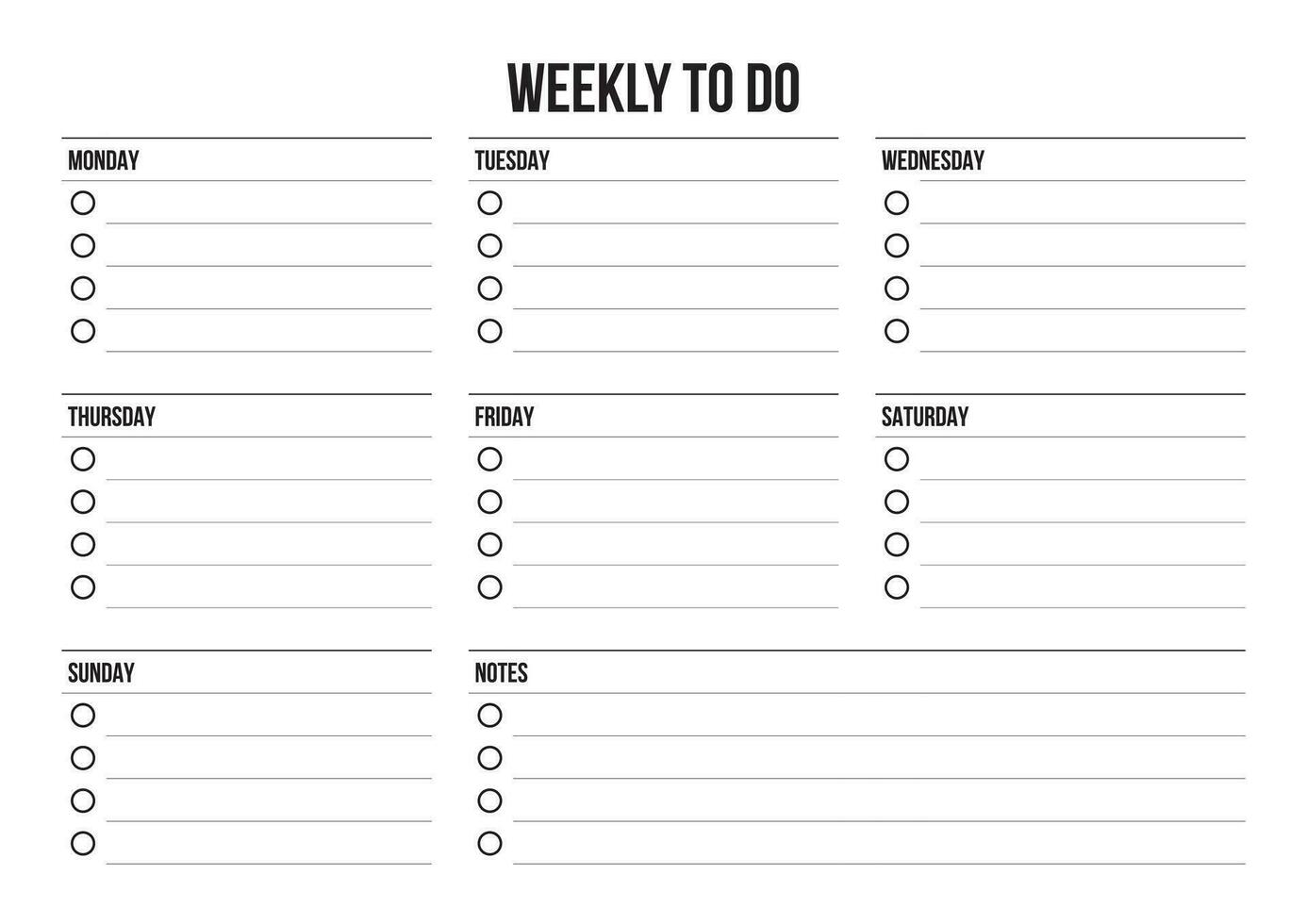 Weekly to do list printable vector