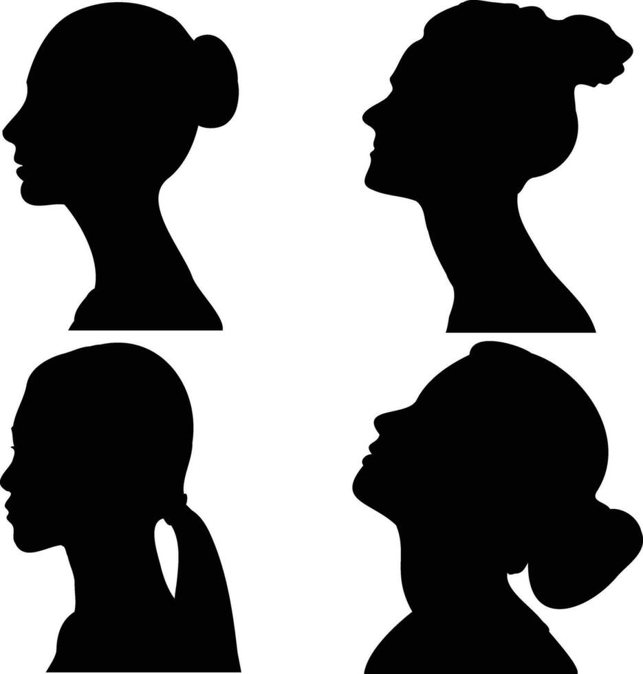 mujer cabeza silueta en plano diseño estilo. aislado en blanco antecedentes. vector ilustración.