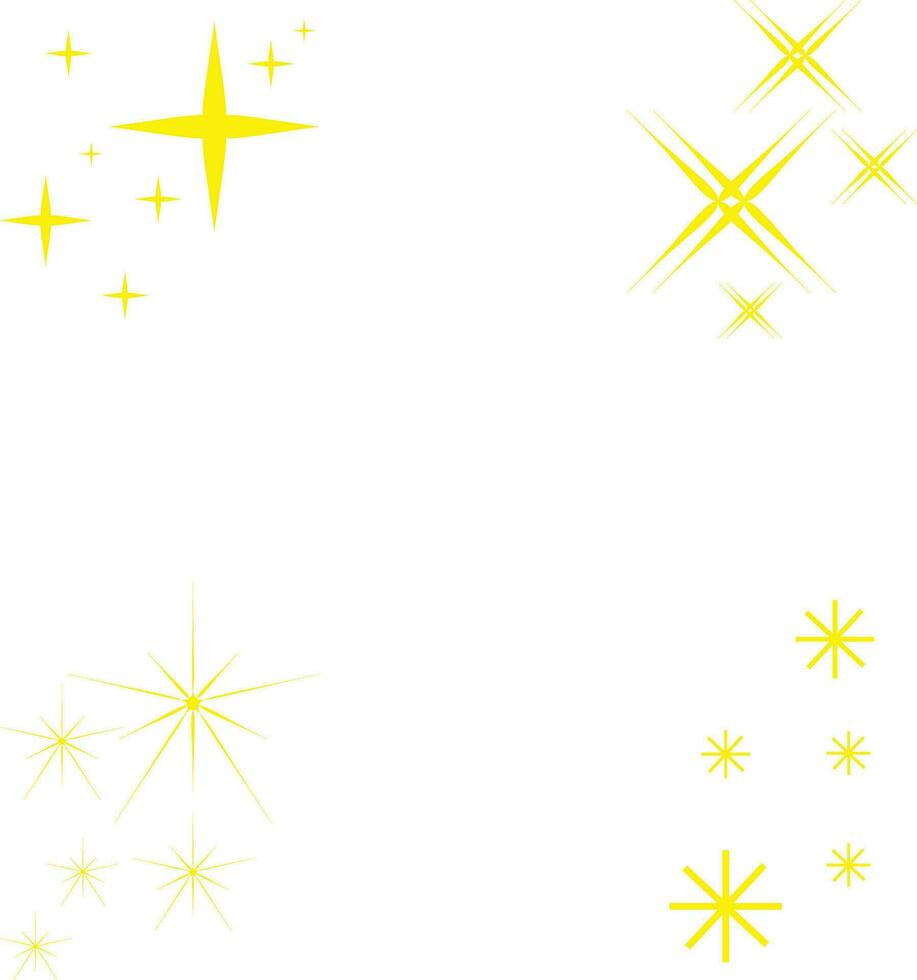 Yellow Sparkle Star With Simple Decoration. Vector Illustration Collection.