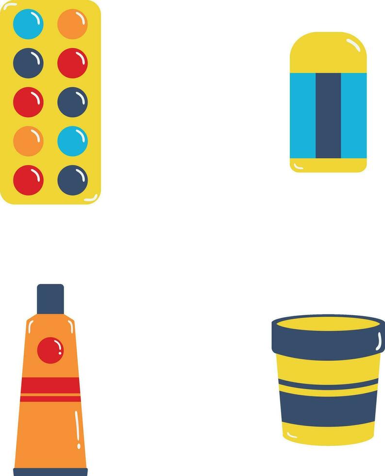 Set of Art Supplies Illustration. With Flat Cartoon Design. Isolated Vector Icon.