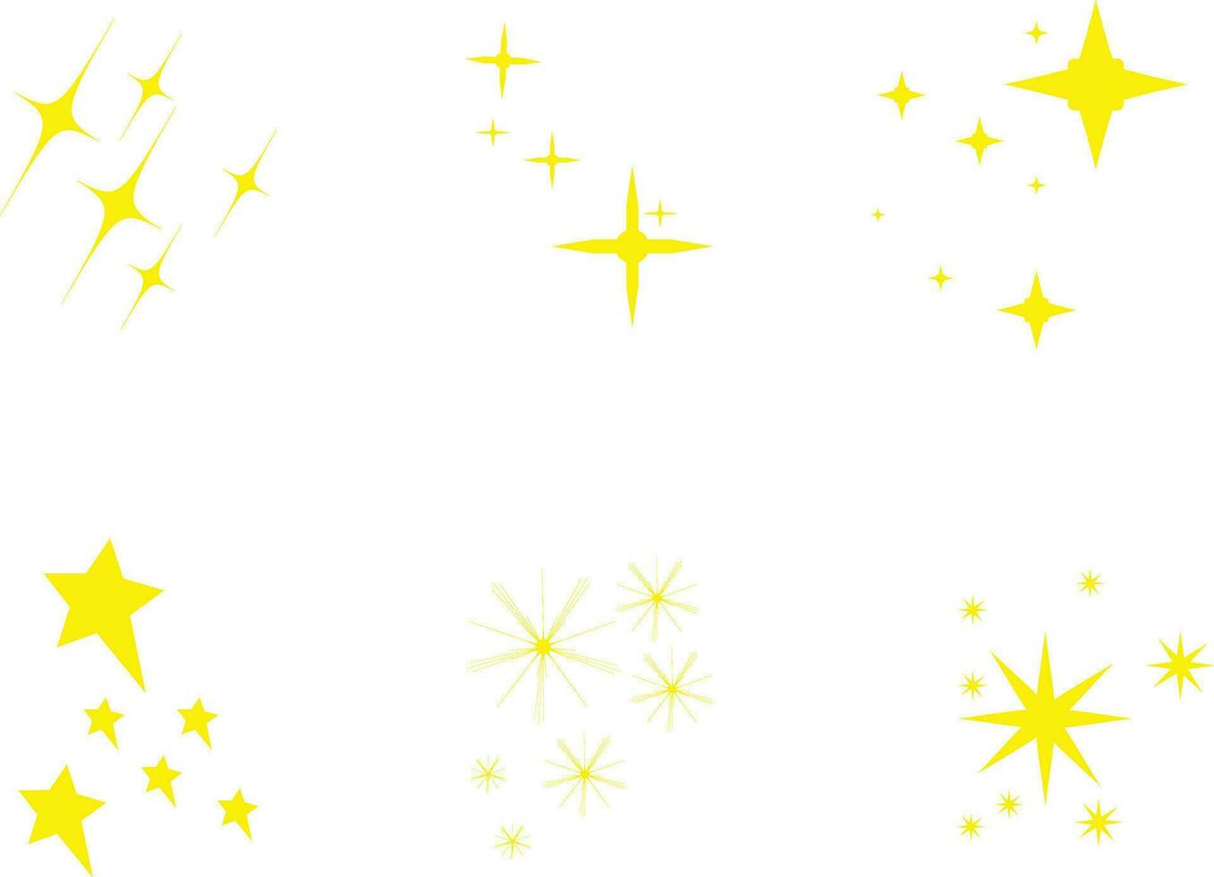 Yellow Sparkle Star With Simple Decoration. Vector Illustration Collection.