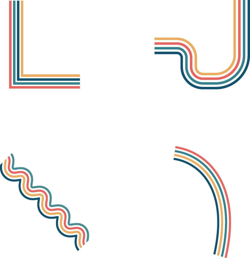 Retro Groovy Lined Icon With Abstract Decoration. For Template Background. Vector Illustration.