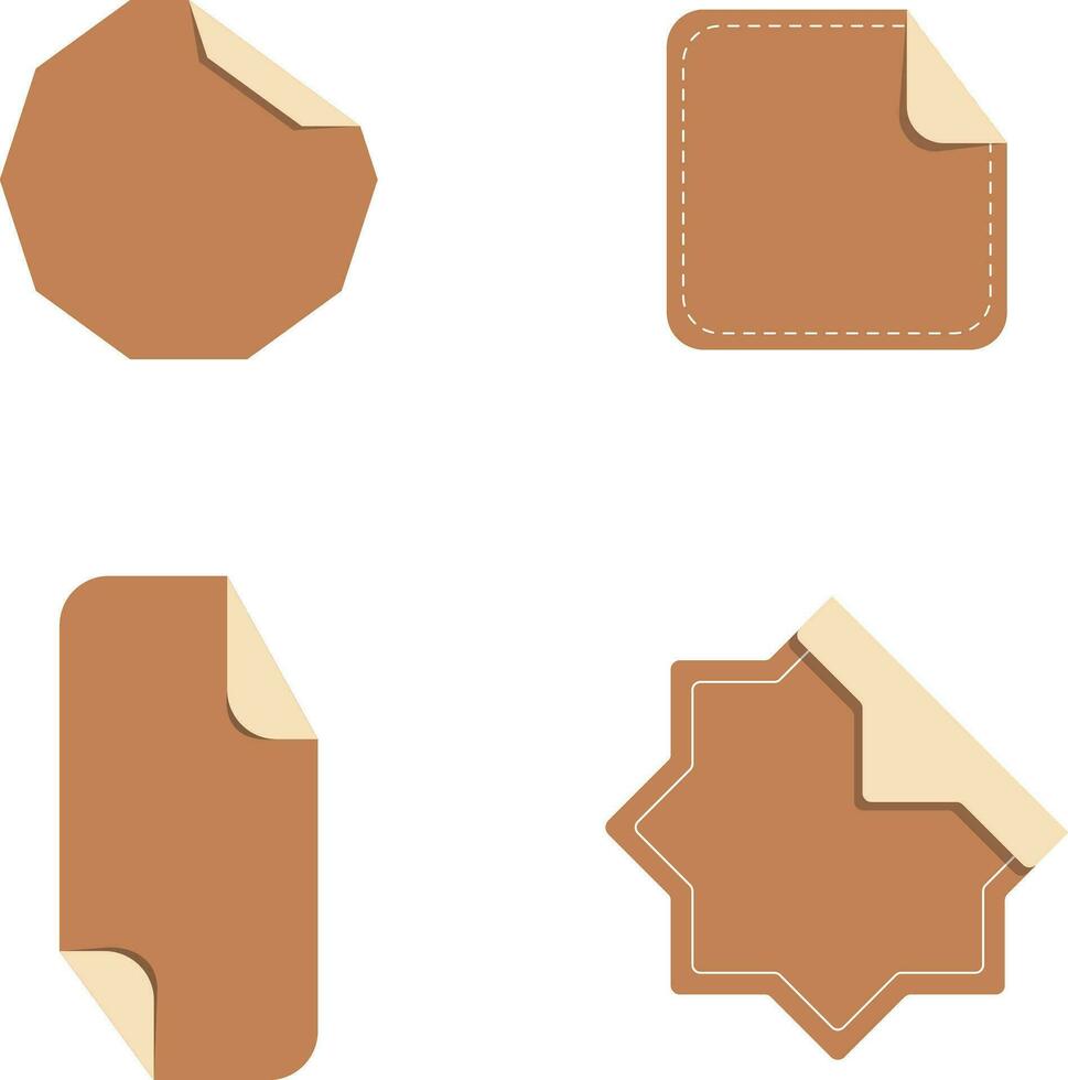 Set of Different Peeling Sticker Label. In Geometric Design Style. Isolated Vector Icon.