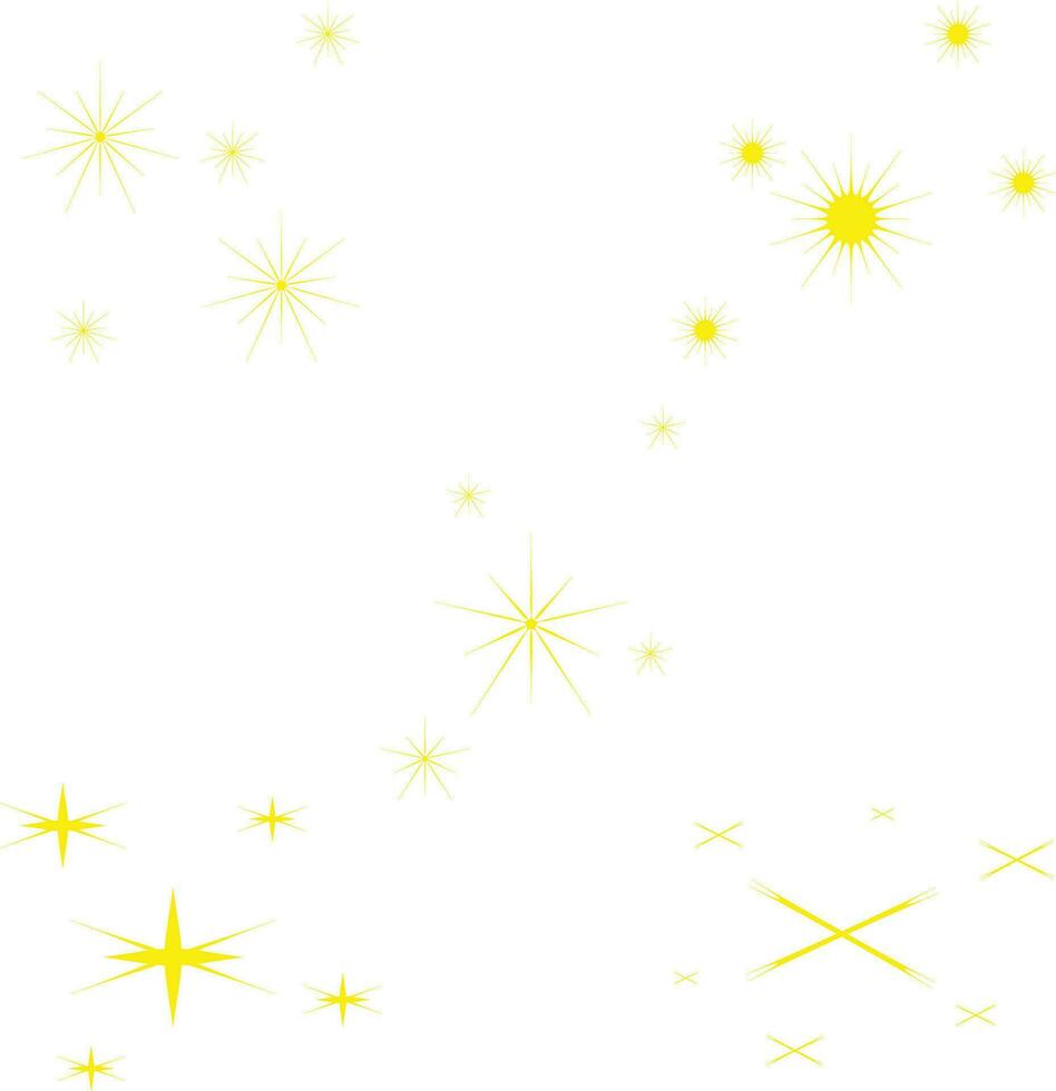 Yellow Sparkle Star Illustration Set. Isolated On White Background. Vector Icon.