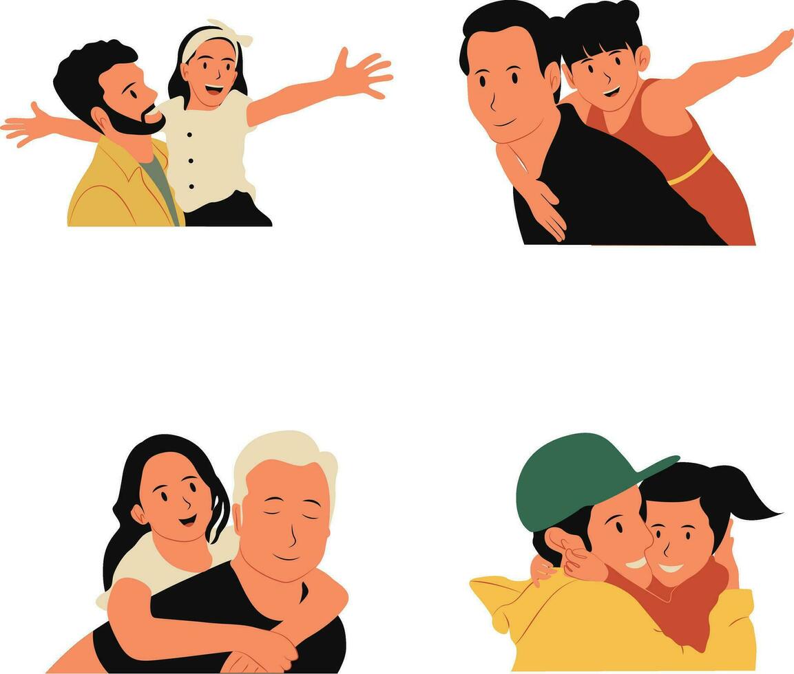 Happy Father's Day Illustration Collection. With Flat Cartoon Design Concept. Vector Icon.