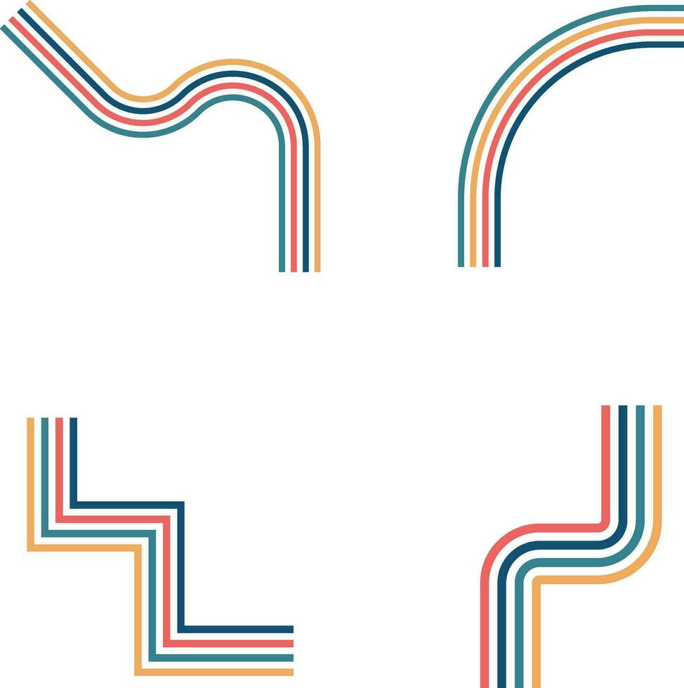 Retro Groovy Lined Icon With Abstract Decoration. For Template Background. Vector Illustration.
