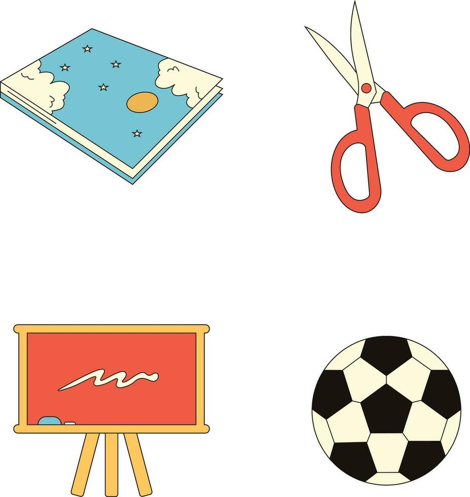 Set of Primary School Equipment Illustration. With Cartoon Design. Isolated Vector Icon.