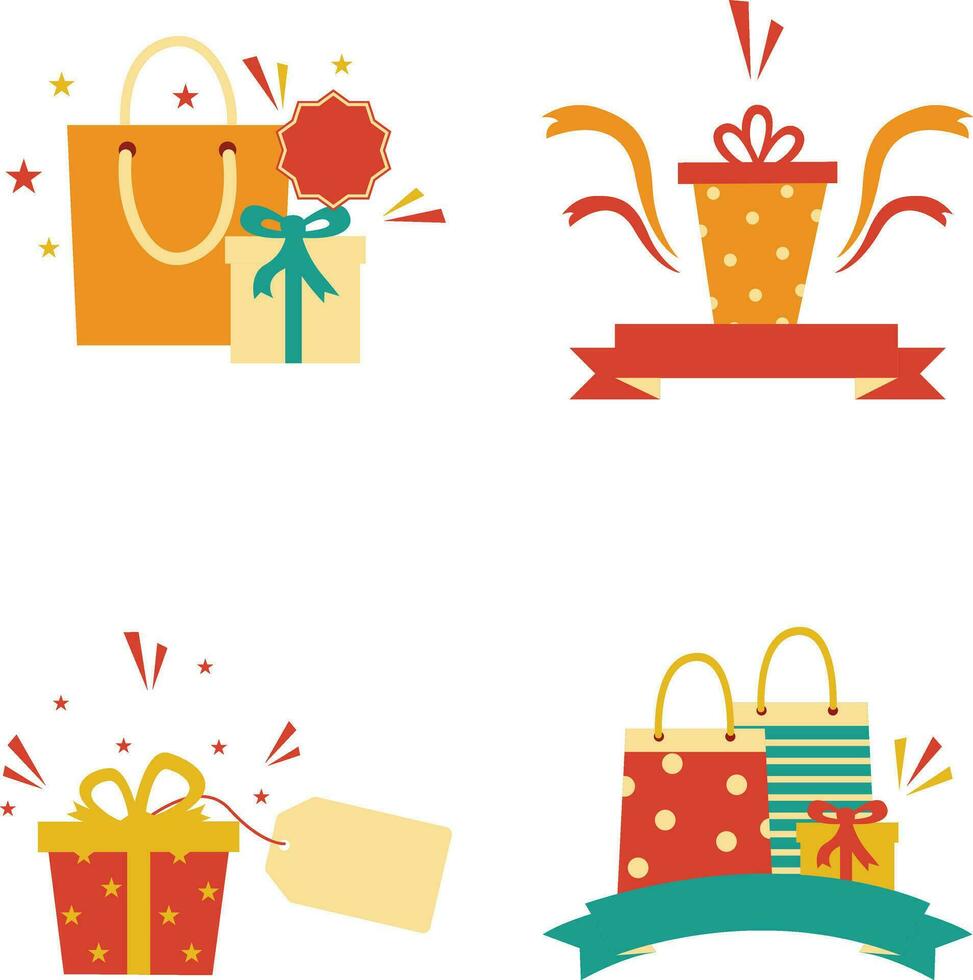 Boxing Day Icon With Simple Decoration. Isolated On White Background. Vector Illustration Set.