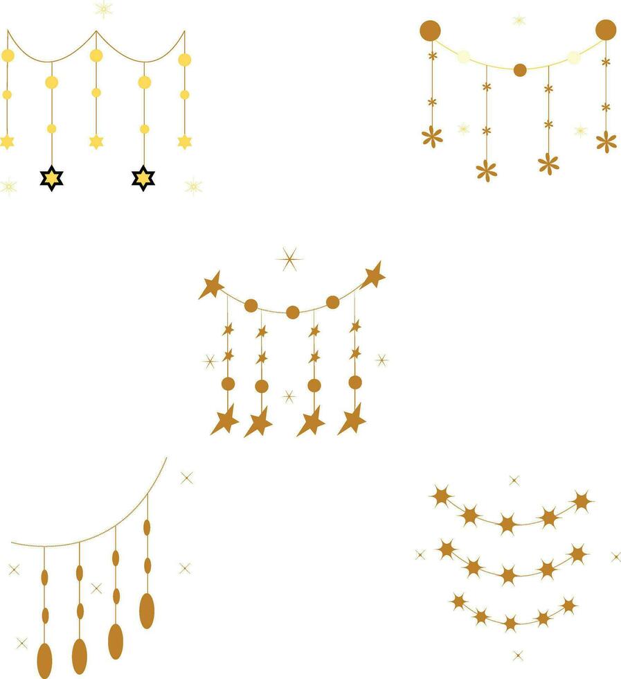 Set of New Year Decoration Illustration. With Simple Shape and Design. Isolated Vector Icon.