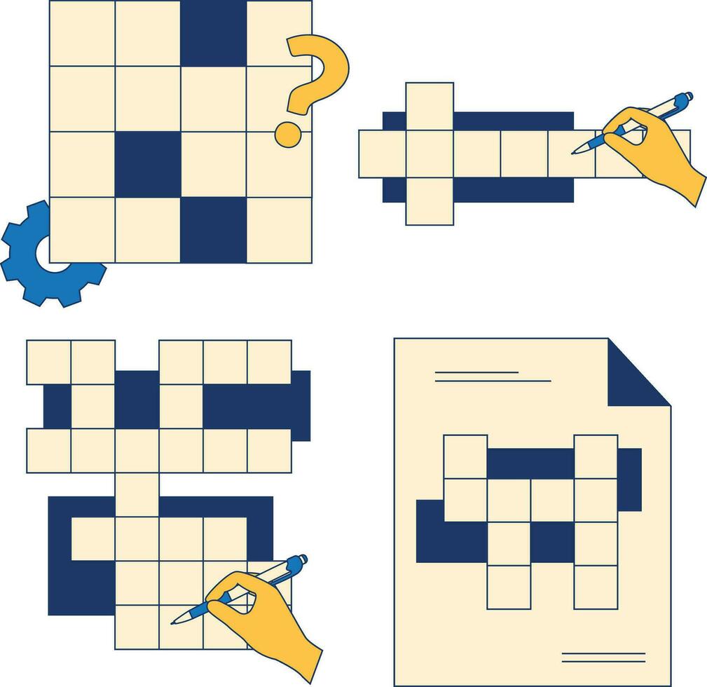 Crossword Puzzle Day Collection. With Different Shape and Design. Vector Illustration.