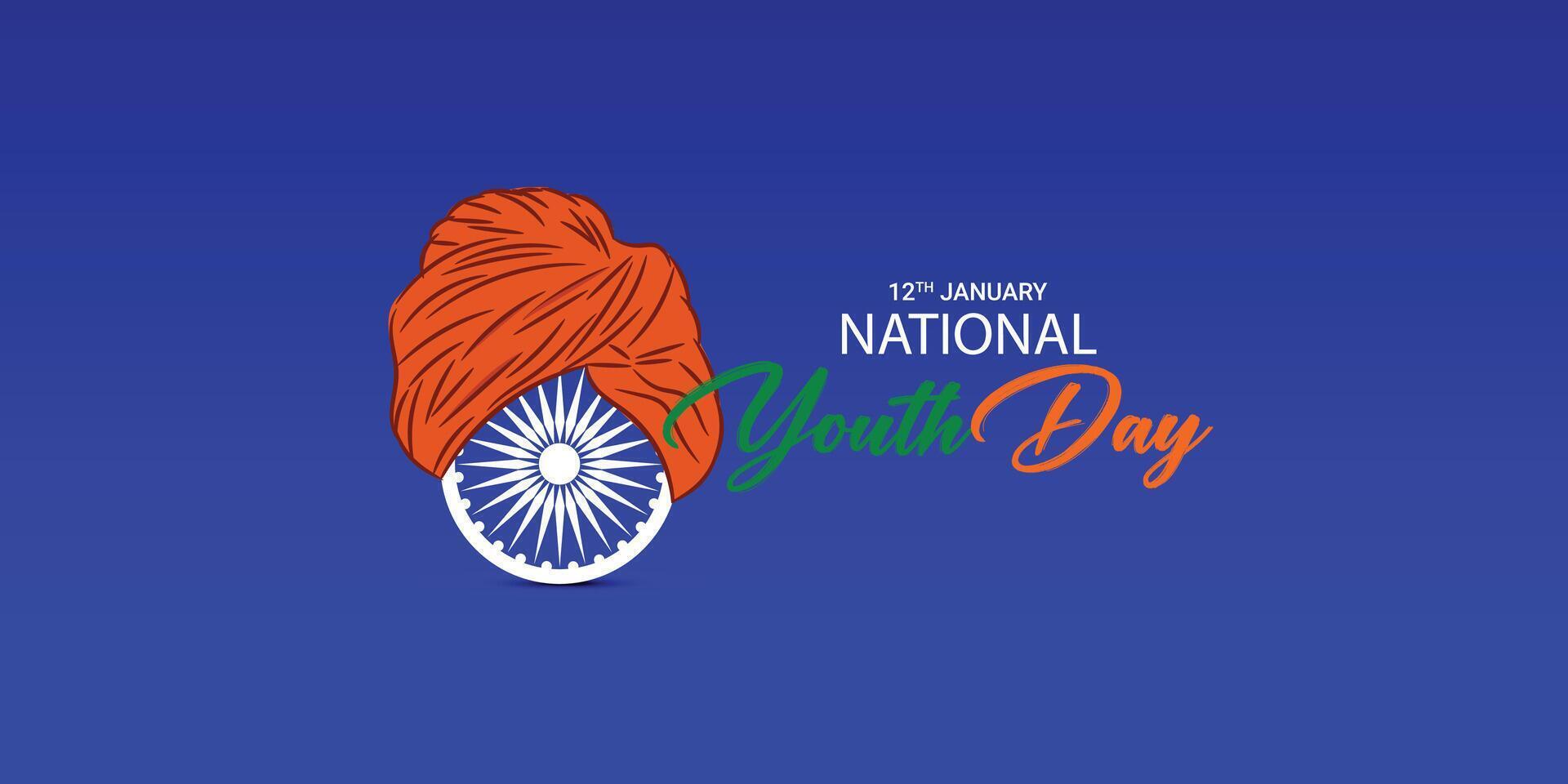 National Youth Day of India, template for background, banner, card, poster, social media, web banner, magazine with text inscription. Editable vector illustration. Concept of International Youth Day