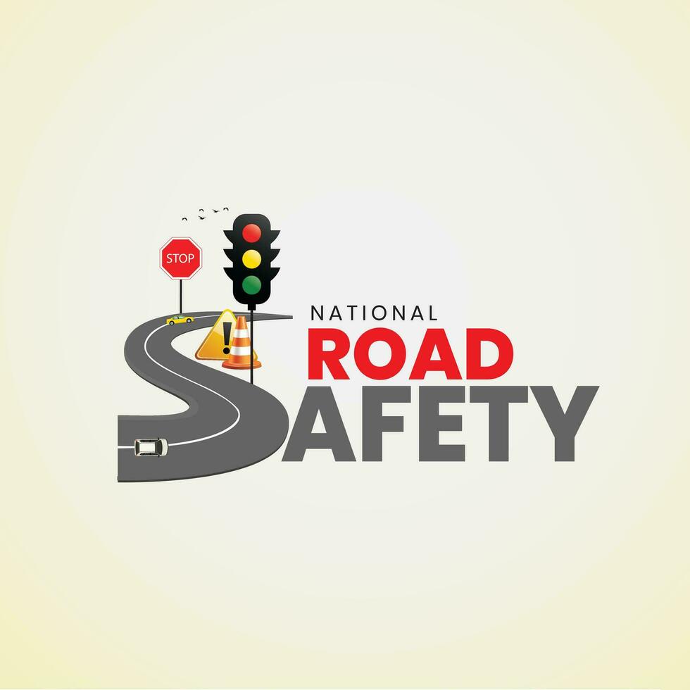 Creative Editable Template Design for National Road Safety Week. 1 to 17 January Every Year,  Suitable for Posters, Banners, campaigns and greeting cards. vector