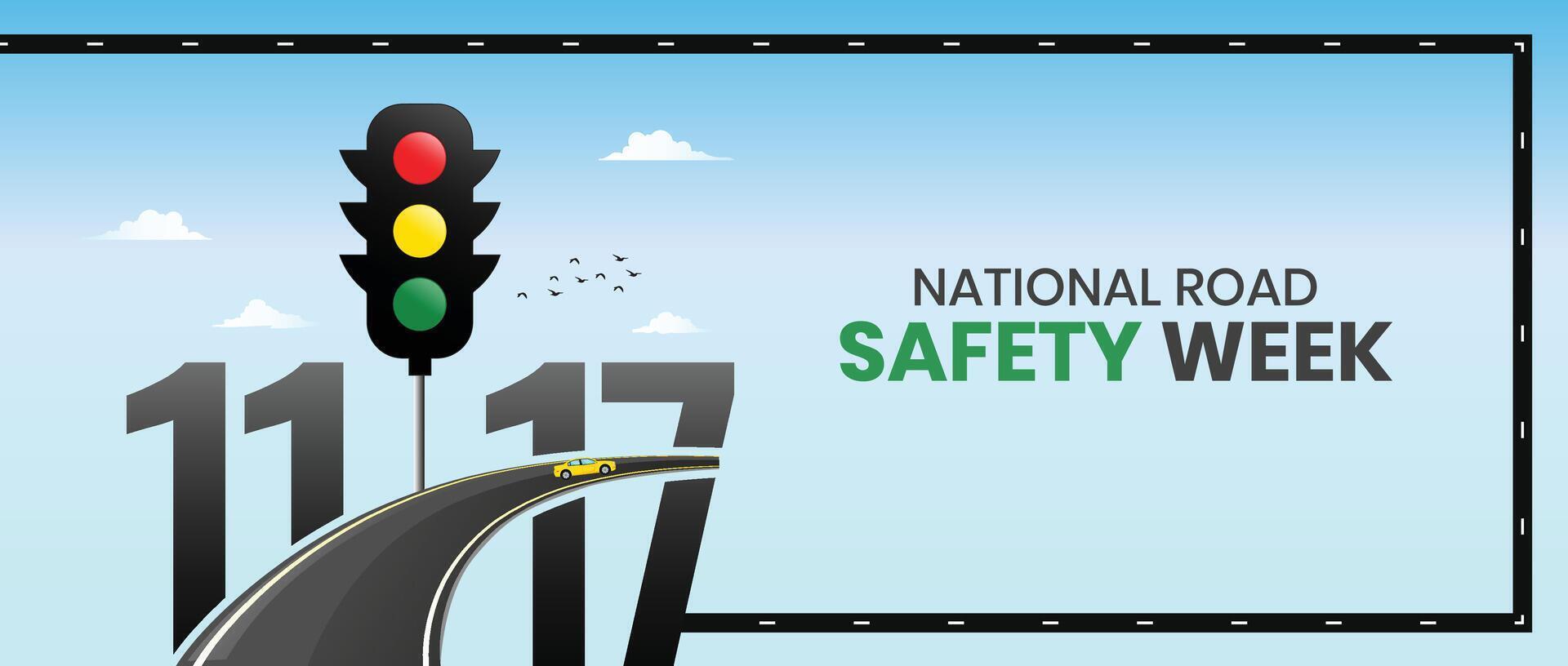 Creative Editable Template Design for National Road Safety Week. 1 to 17 January Every Year,  Suitable for Posters, Banners, campaigns and greeting cards. vector