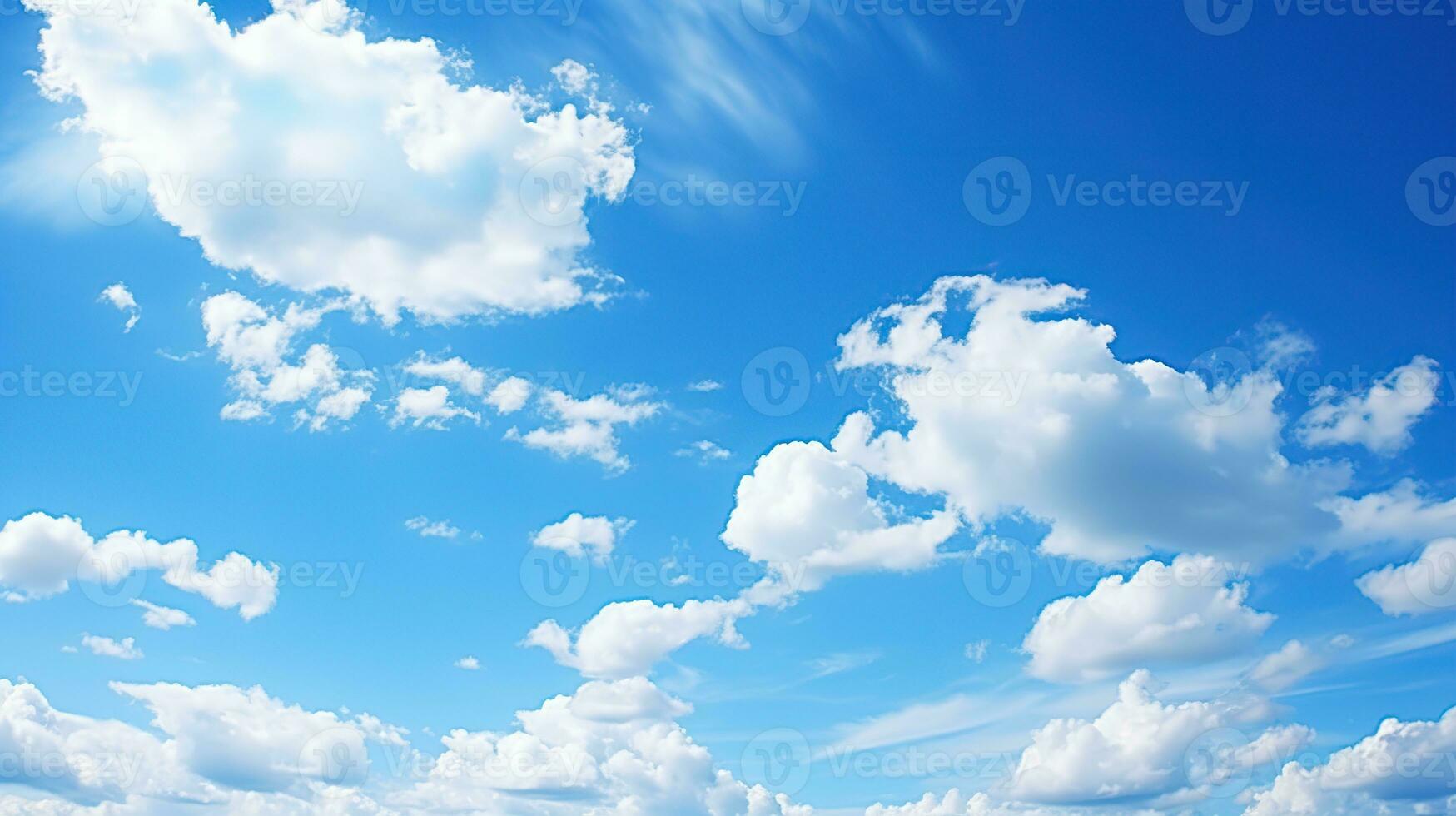 AI generated Blue sky background with clouds. Created with Generative AI photo
