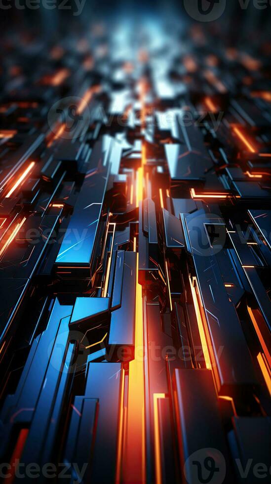 AI generated Futuristic Background. Metallic surface with neon accents and futuristic patterns. Created with Generative AI photo