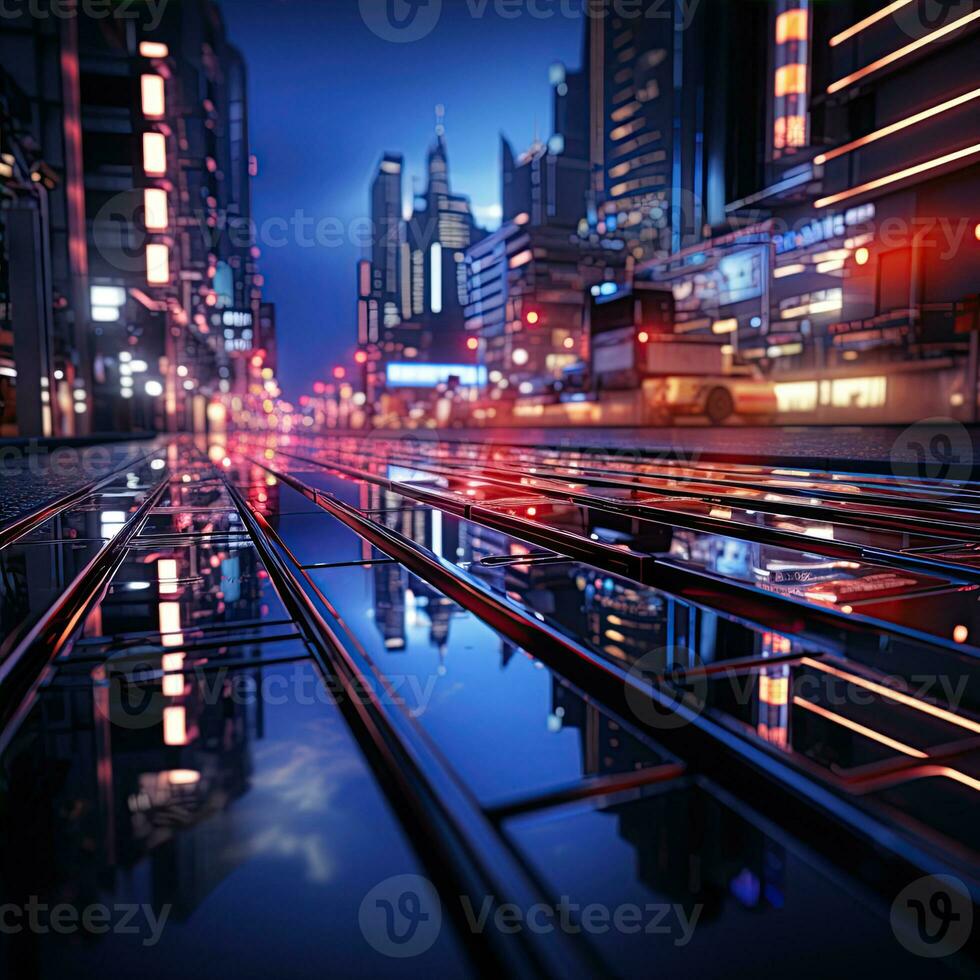 AI generated Futuristic Background. Metallic surface with neon accents and futuristic patterns. Created with Generative AI photo