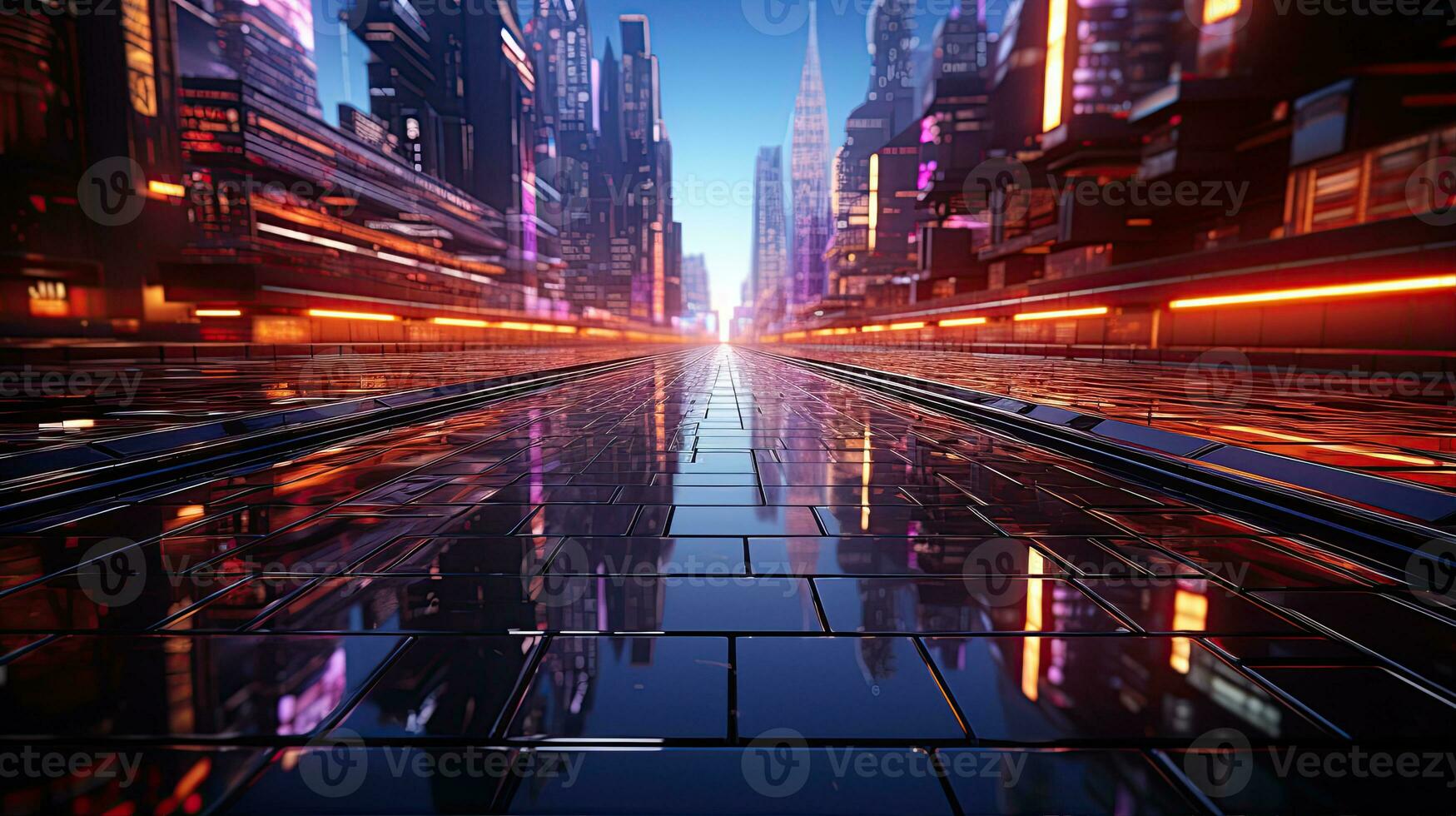 AI generated Futuristic Background. Metallic surface with neon accents and futuristic patterns. Created with Generative AI photo