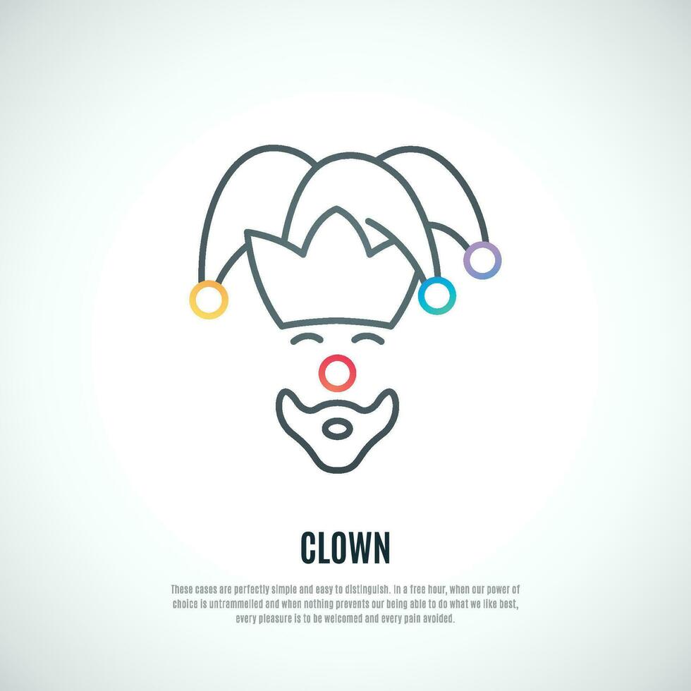 Funny clown icon isolated on white background. vector
