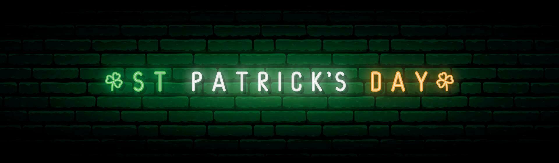 Happy Saint Patricks Day neon signboard. vector