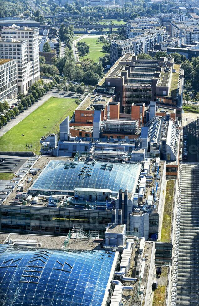 Elevated view from rooftop building, Potsdam Square, Berlin, Germany photo