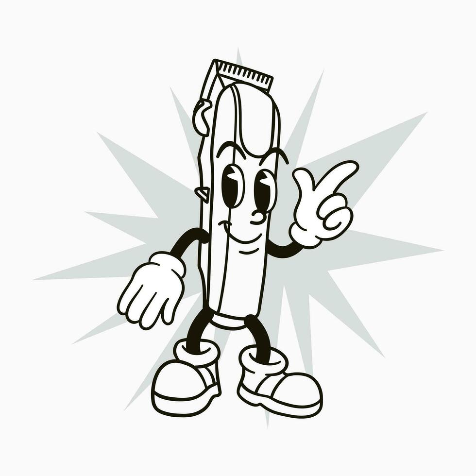 illustration of a cute shaving machine character in retro cartoon style vector