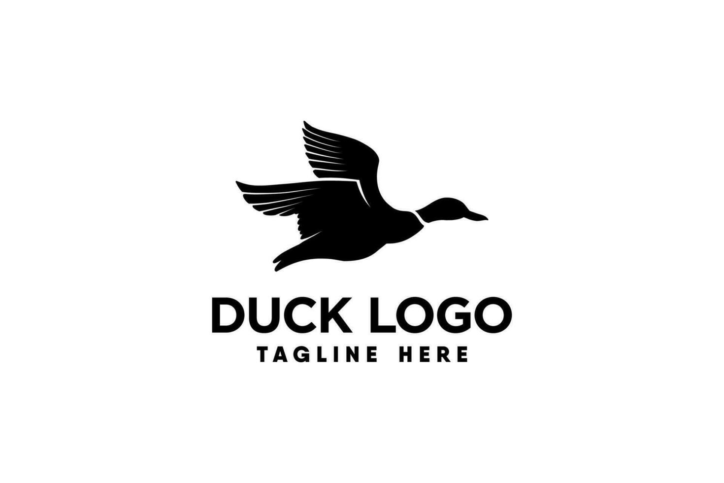 vector logo of a duck in flight in silhouette style